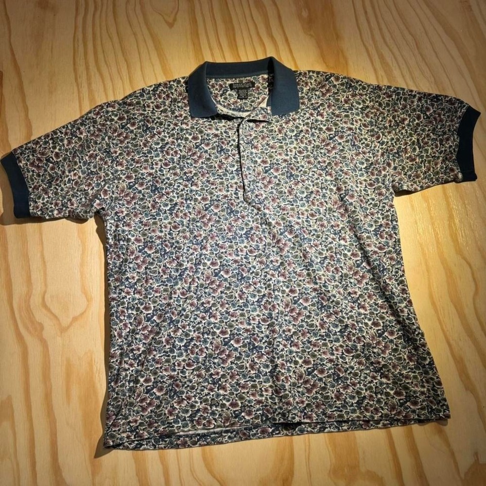 90s structure polo shirt floral